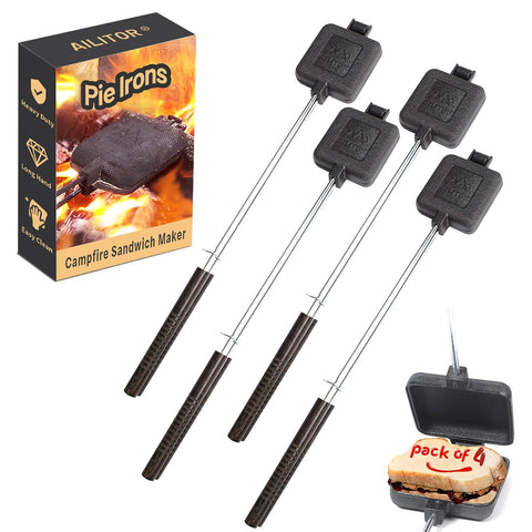 AILITOR campfire sandwich maker four-pack for easy outdoor meals.