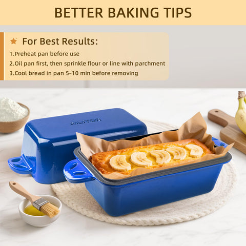 AILITOR enamel-coated pan with lid enables easy cleanup and non-stick release.