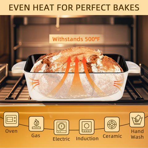 AILITOR heat-resistant gloves accompany the loaf pan for safe handling.