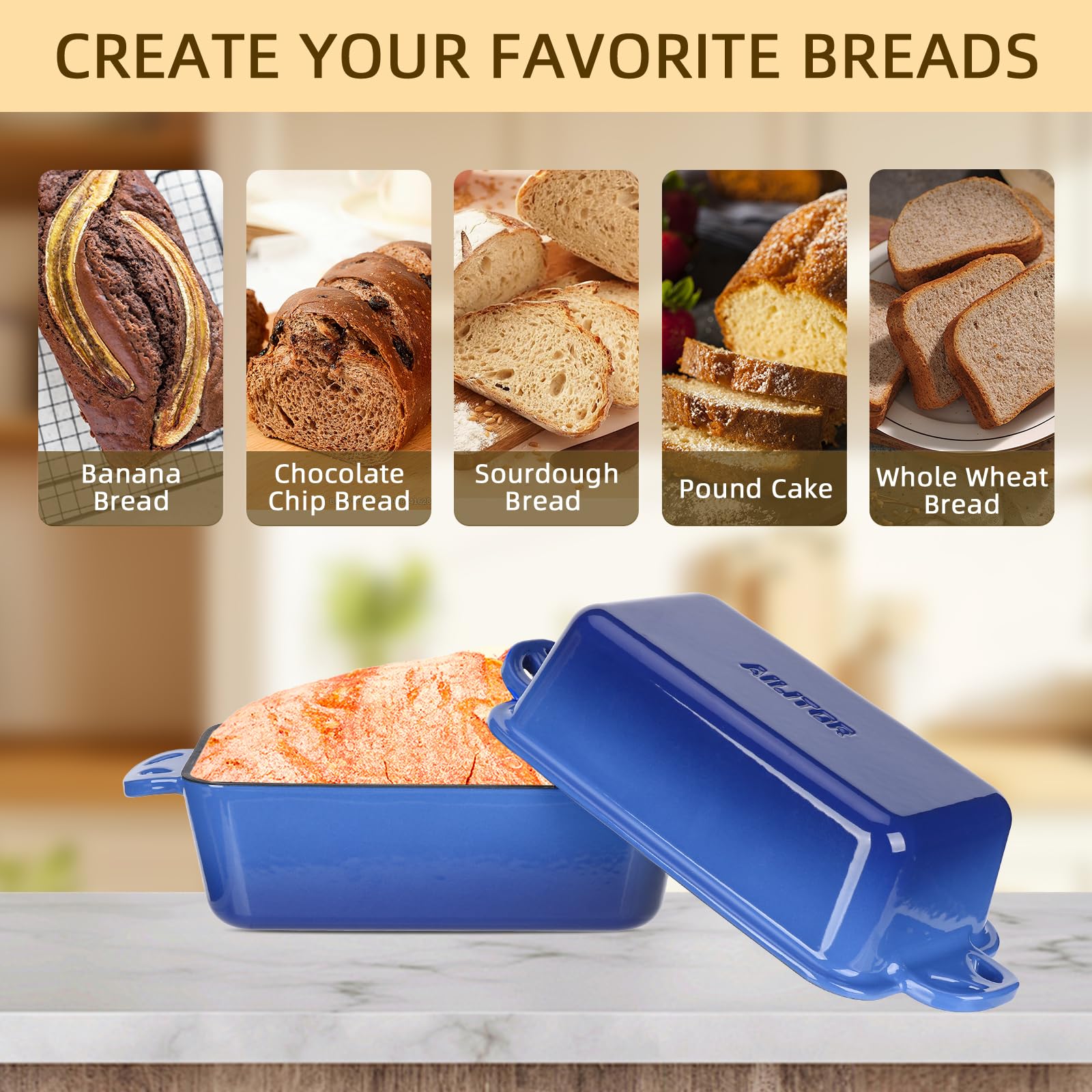 AILITOR stackable 9x5 loaf pans save space in the kitchen.