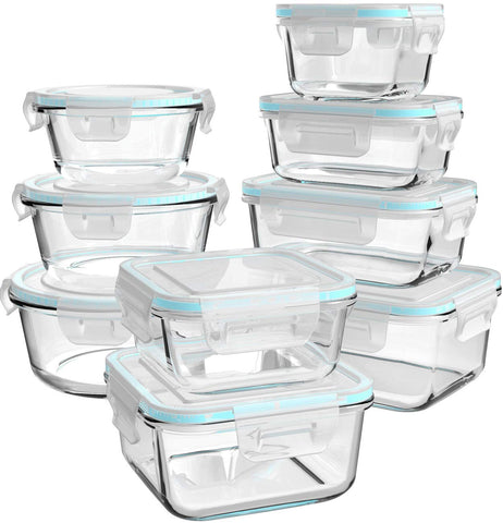 AILTEC rectangle large 35oz glass container with lid, ideal for meal prep and storage.