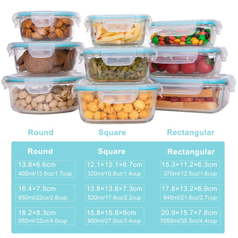 AILTEC rectangle medium 21oz glass container with lid, fits daily lunches.