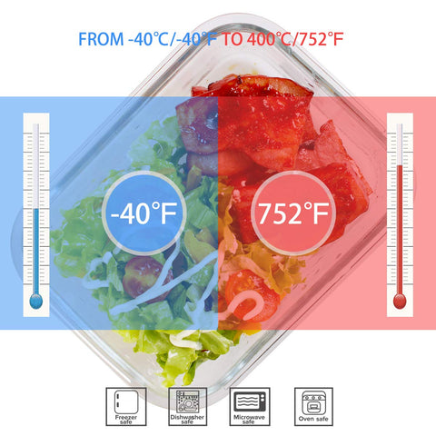 AILTEC square large 27oz glass container with lid for leftovers.