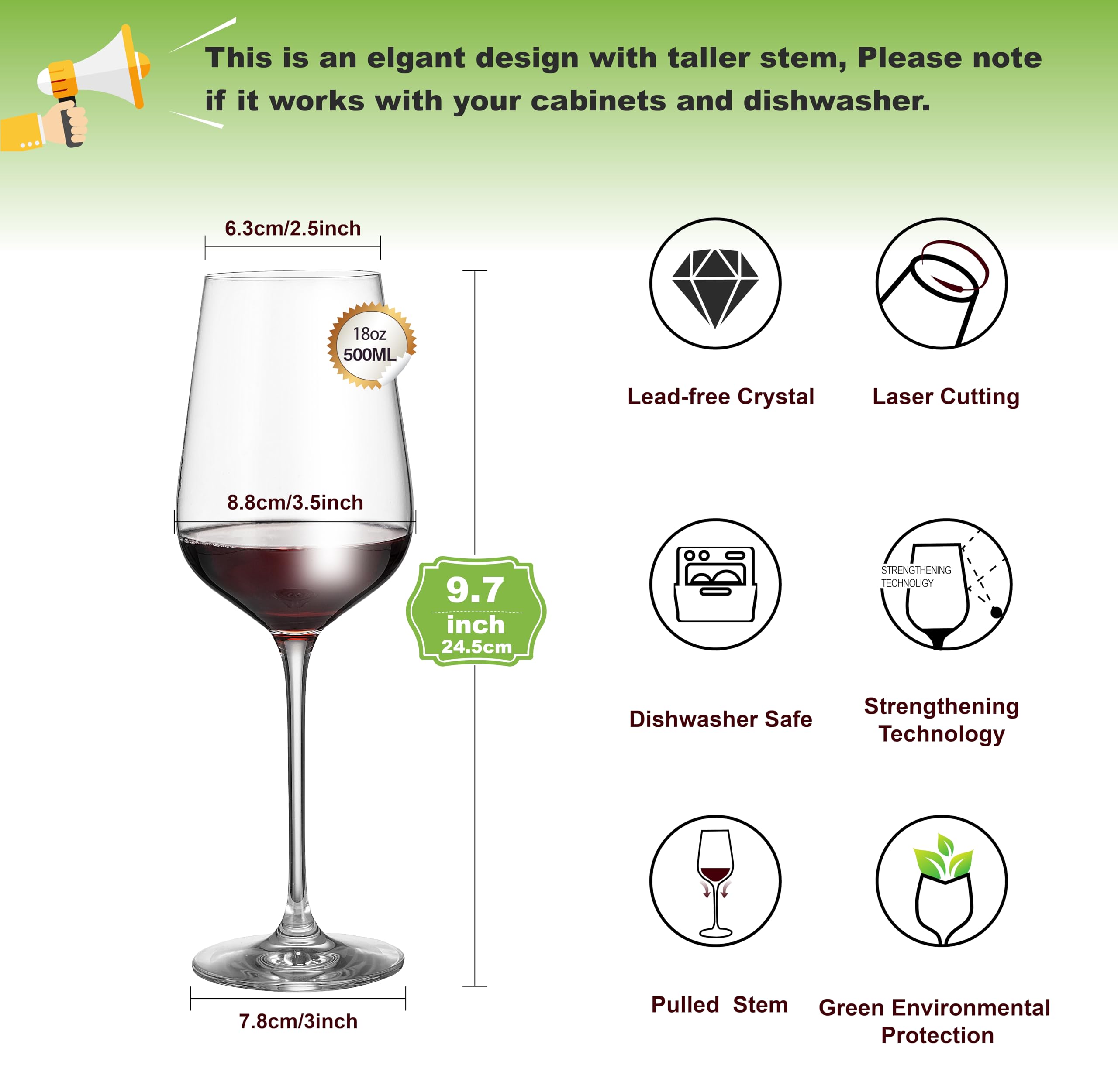 AILTEC 19oz capacity wine glass suitable for red and white wines