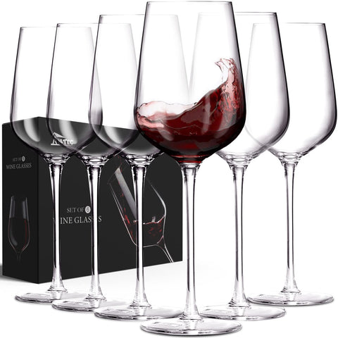 AILTEC crystal stem wine glasses set of 6 for elegant serving