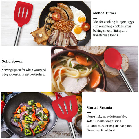 AILUKI heat-resistant silicone utensils safe for high-heat cooking.