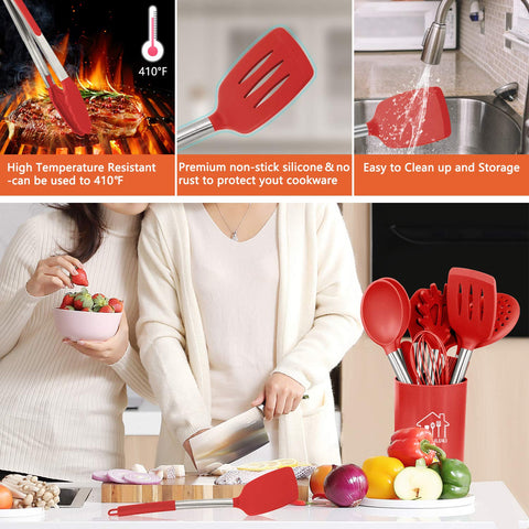 AILUKI slotted spoon with draining holes for quick, clean stirring and draining.