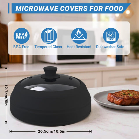 Aimatifi silicone vented splatter guard demonstrates steam control during reheating.