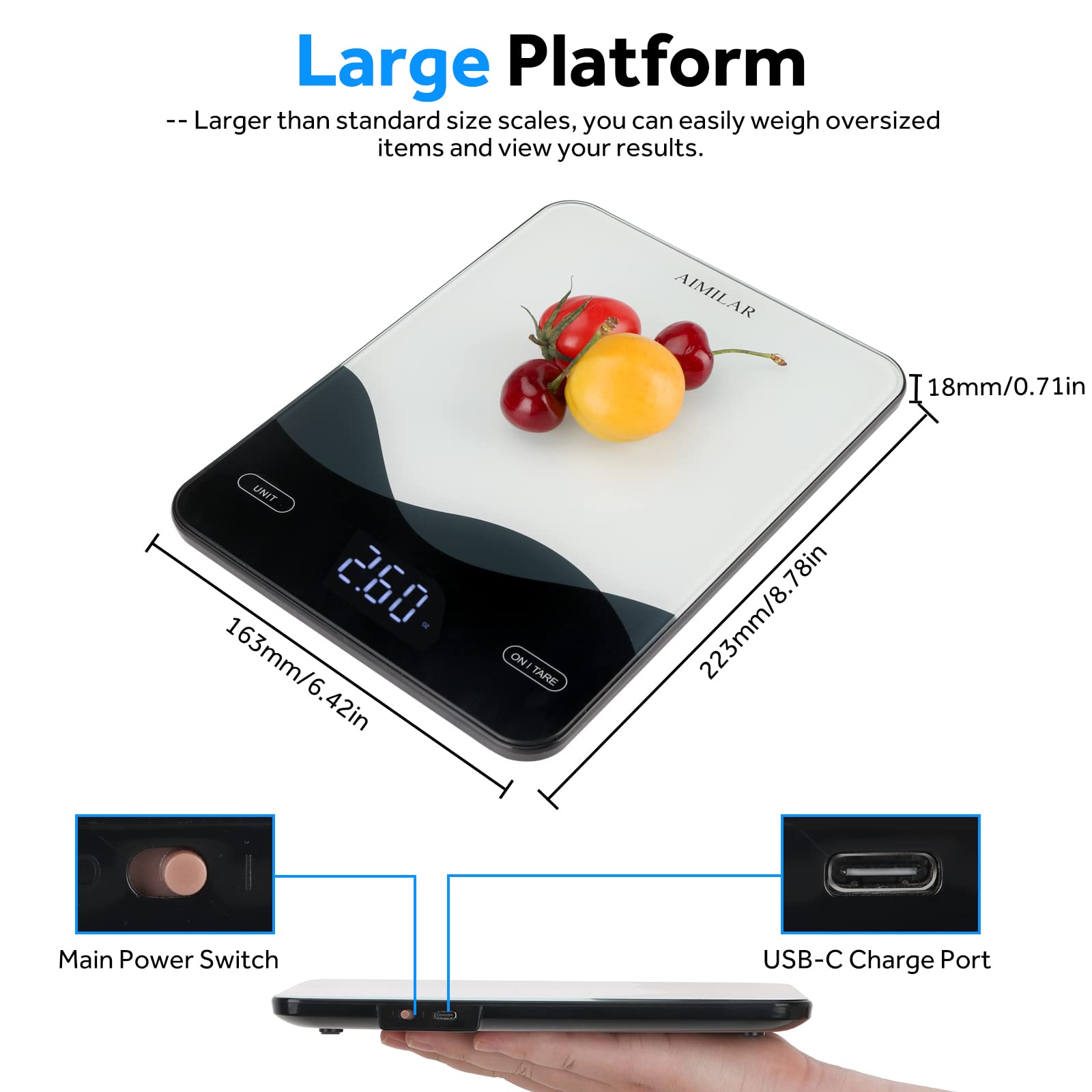 AIMILAR scales simplify kitchen weighing during meal prep and baking.