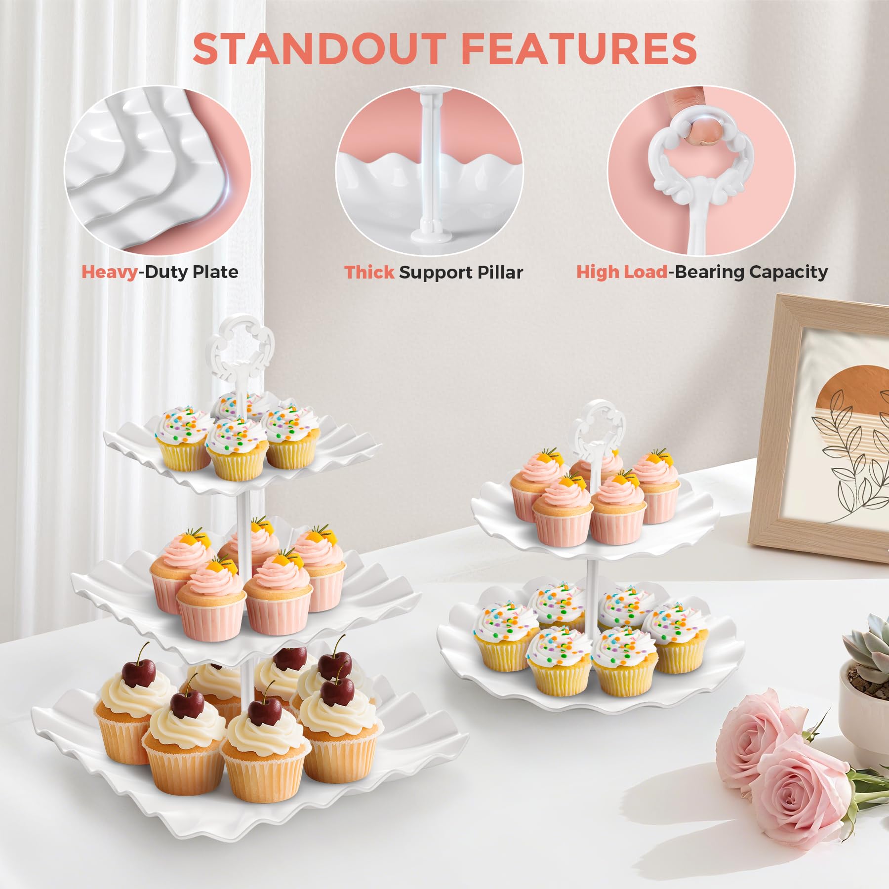 AIMSEAL Cupcake Stand 2-tier round stand ideal for cookies and canapés