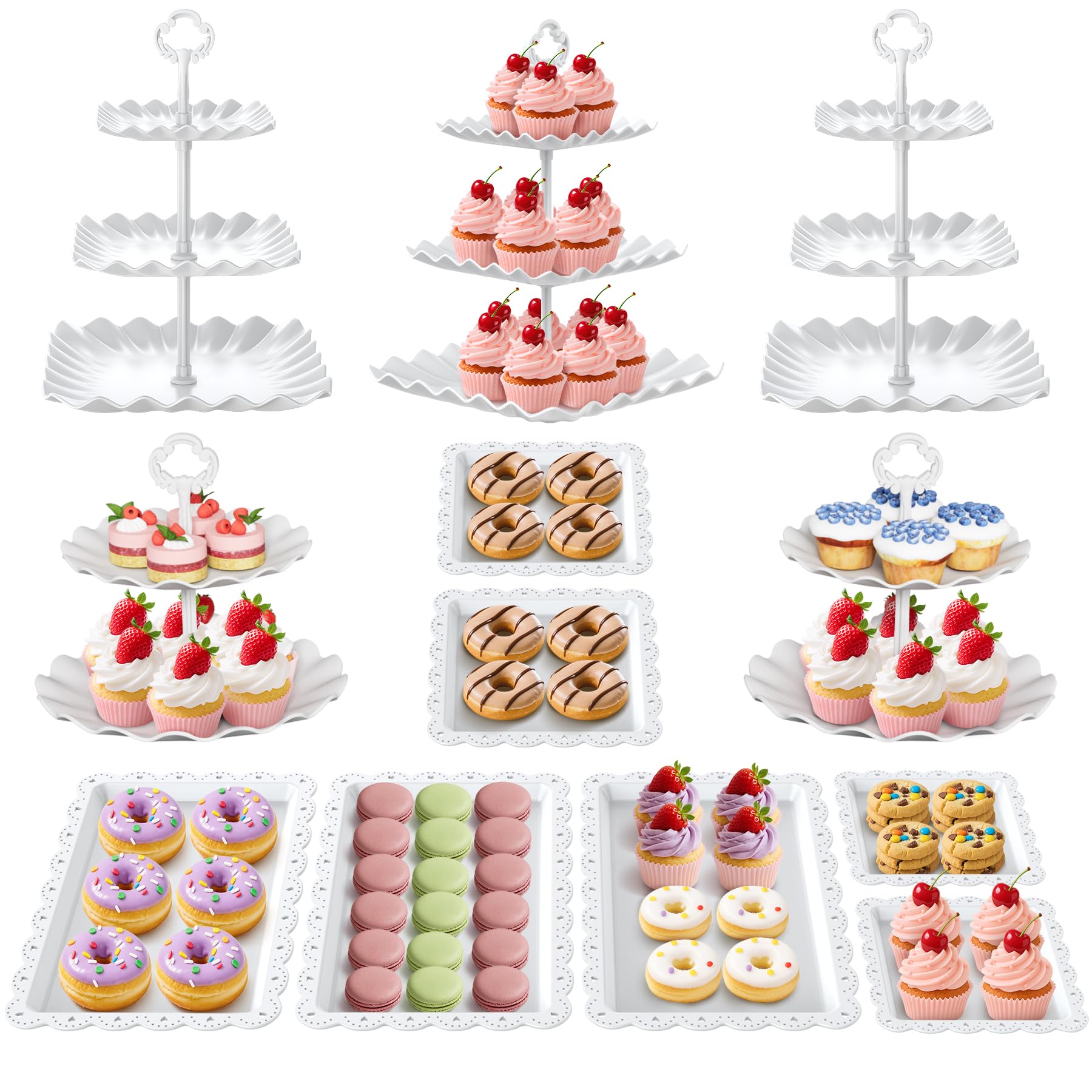 AIMSEAL Cupcake Stand 3-tier square display for elegant dessert tables