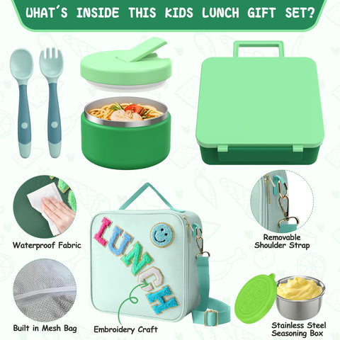 Aimsnk 8oz soup thermo green with secure latch for on-the-go use.