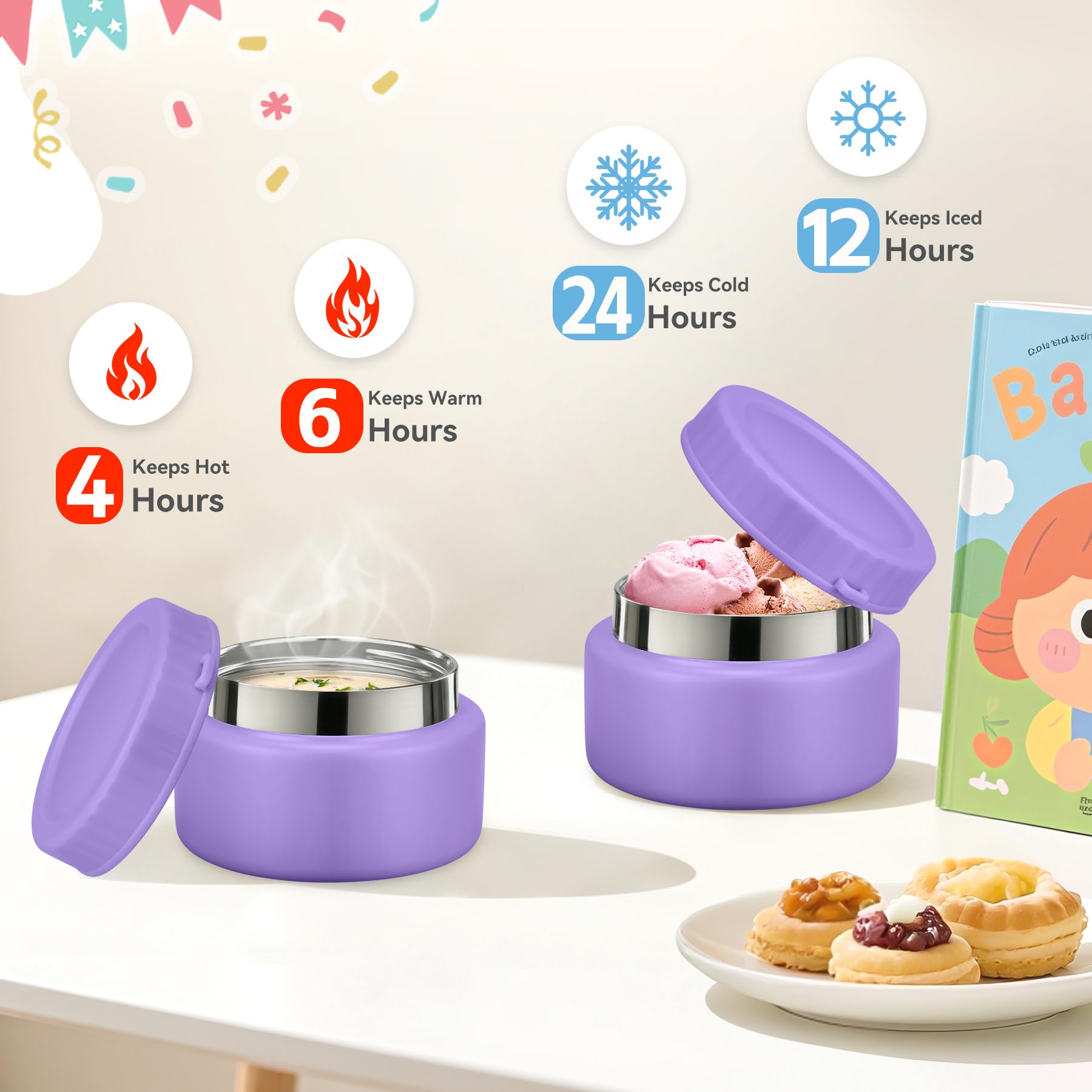 Aimsnk 9oz hot food jar keeps soups warm on the go.