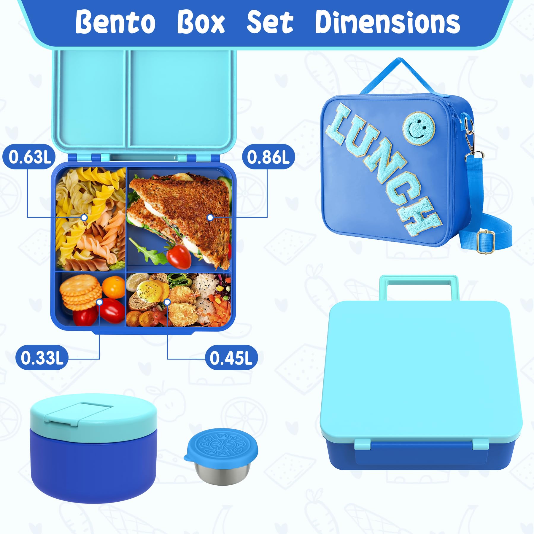 Aimsnk insulated lunch bag blue with handle for easy carriage.