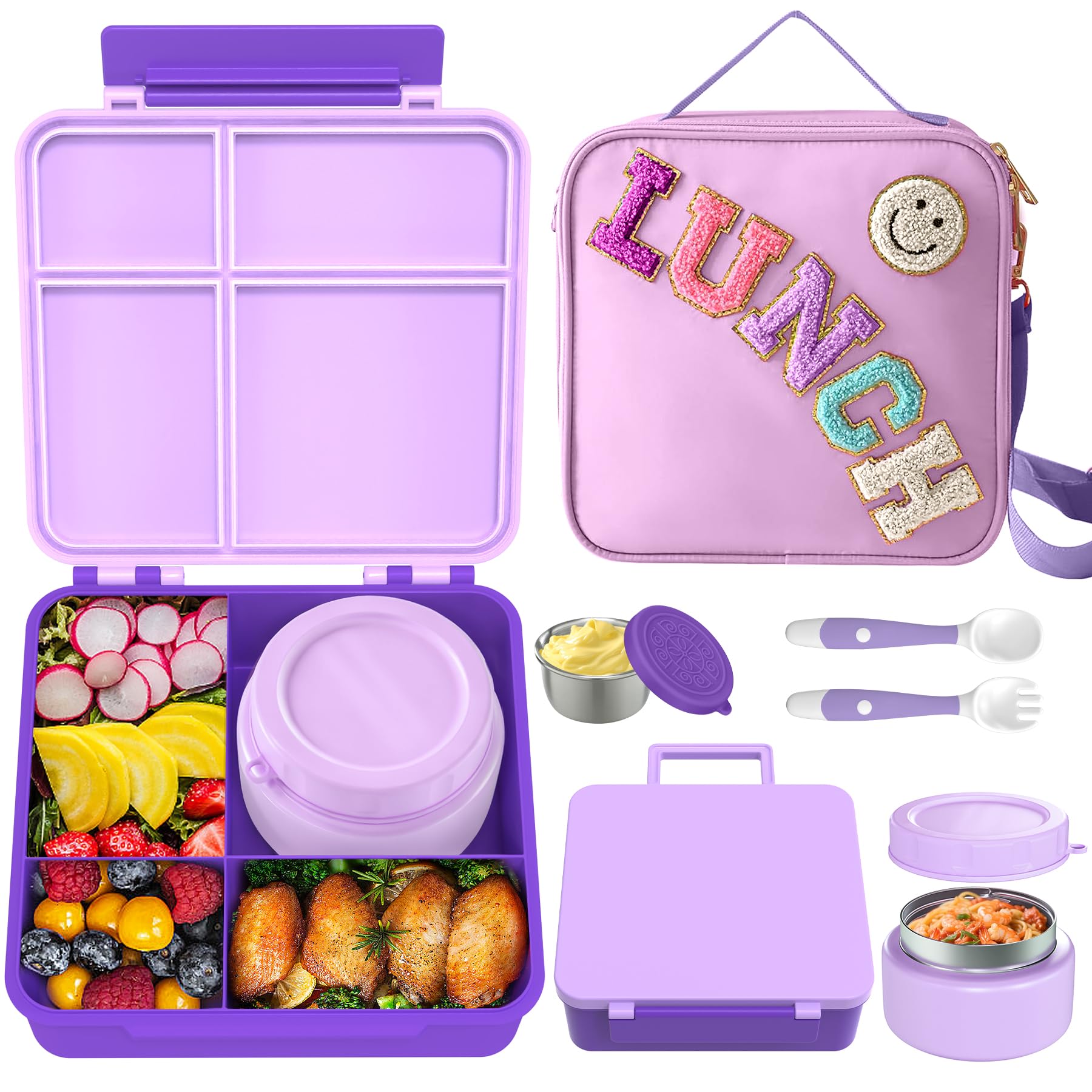 Aimsnk kids bento lunch box showing four compartments for balanced meals.