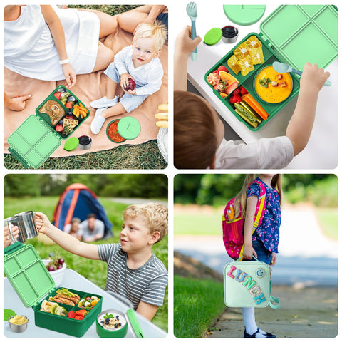 Aimsnk lunchbox in green is easy to clean in dishwasher.
