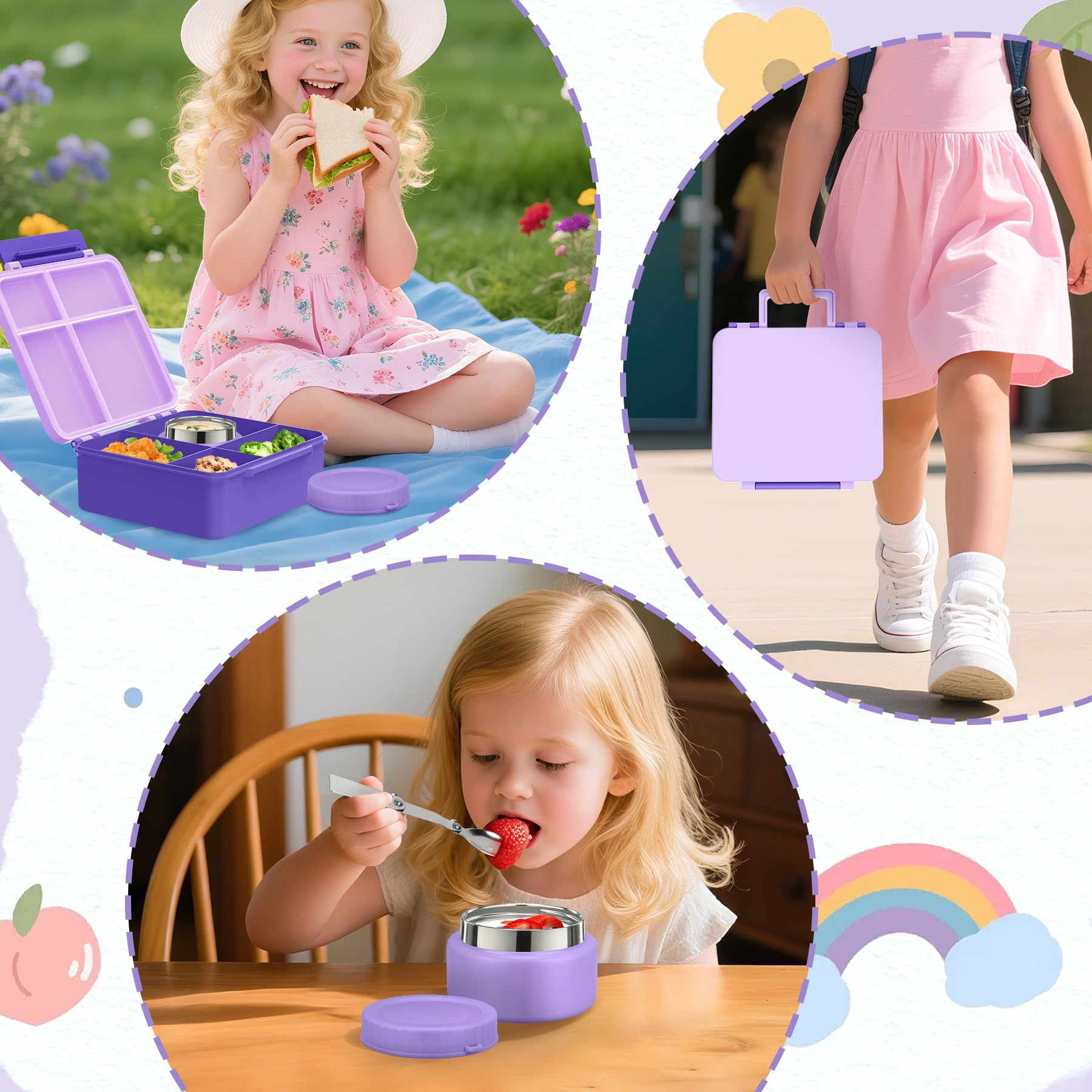 Aimsnk school lunch setup for kids aged 3 and up.