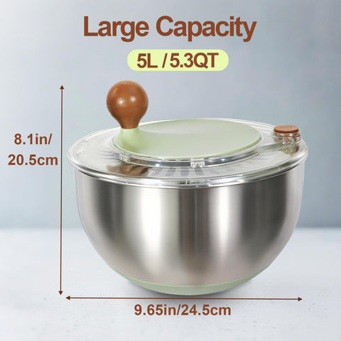 Ainmvnos 5-3qt salad spinner drain hole for efficient water removal after washing.