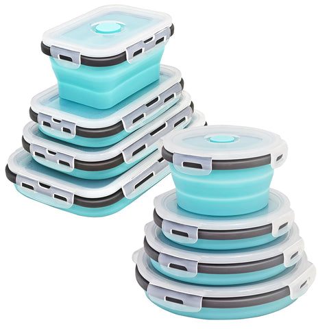 Ainmvnos collapsible bowls with lids ready for RV storage and travel.