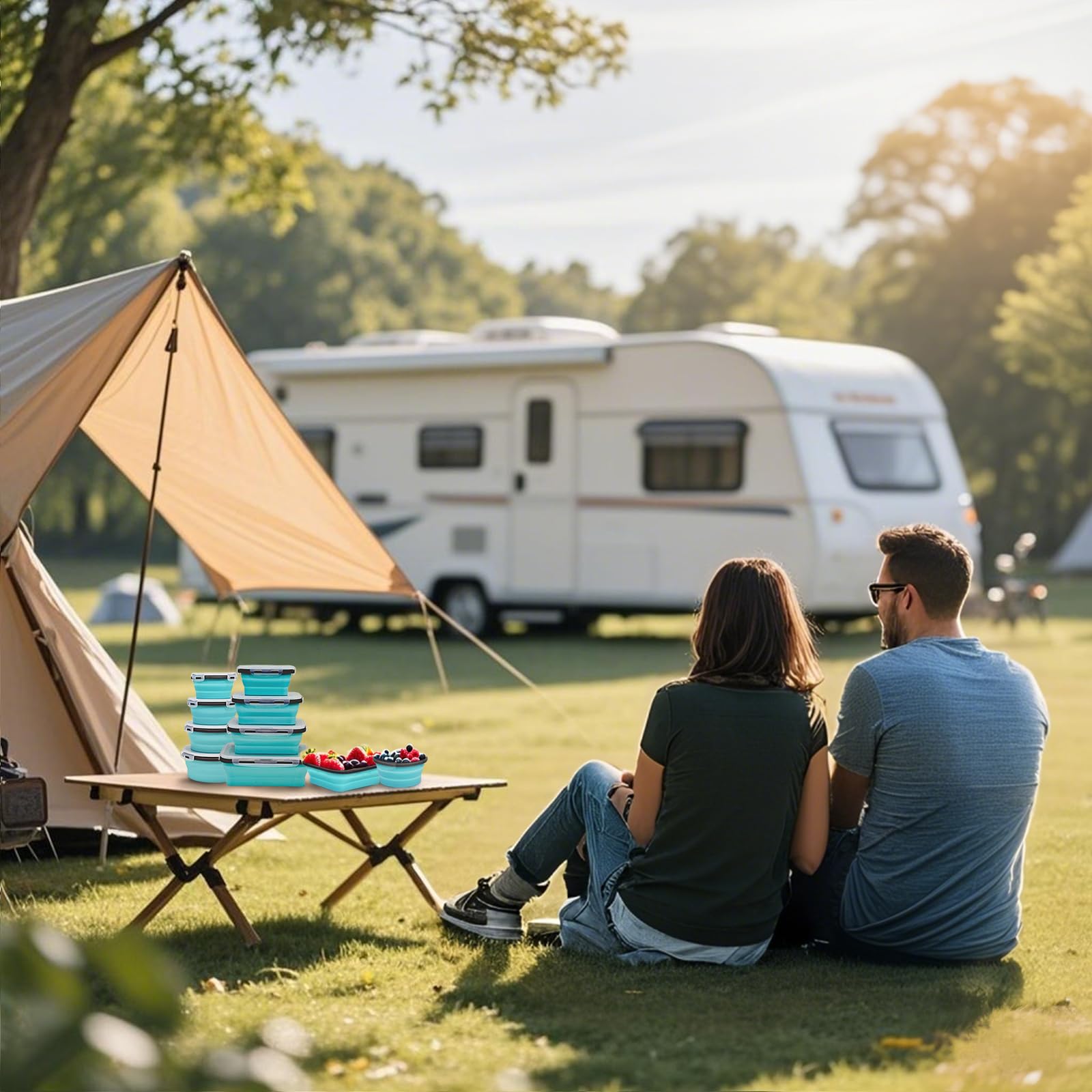 Ainmvnos space-saving lunch solution for backpack, desk, or car.