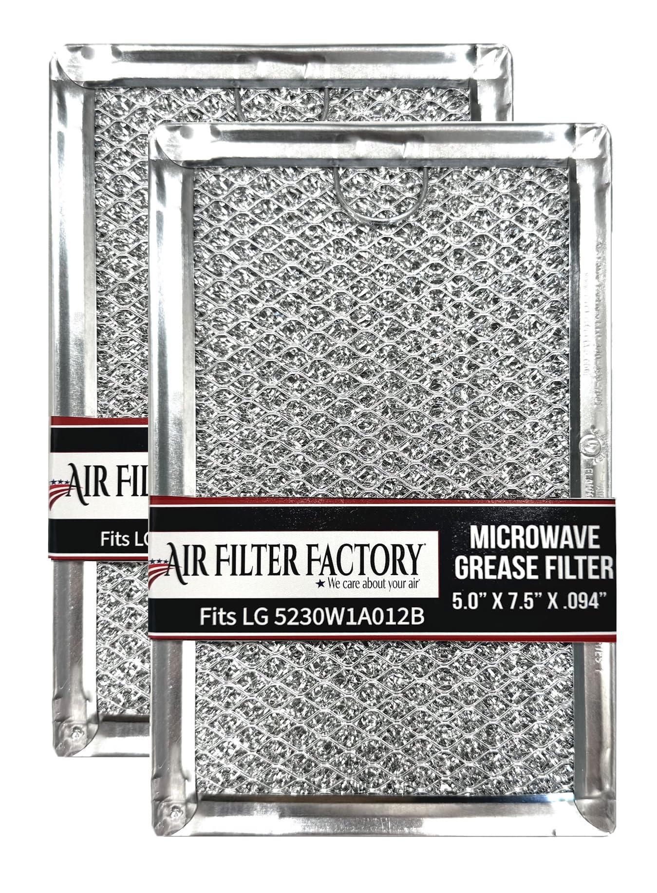 Air Filter Factory LG 5230W1A012B grease filter close-up demonstrates 12-layer aluminum mesh for grease capture.