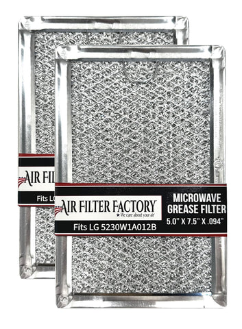 Air Filter Factory LG 5230W1A012B grease filter close-up demonstrates 12-layer aluminum mesh for grease capture.