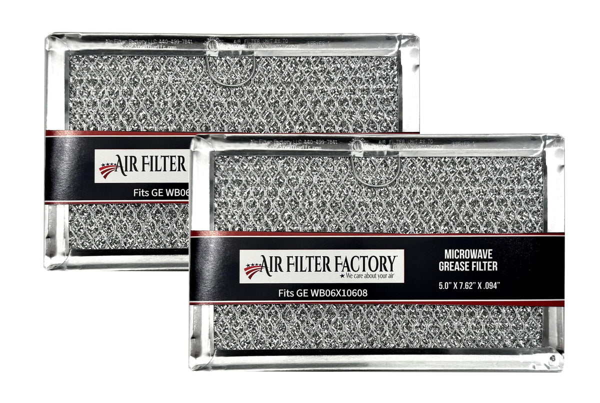 Air Filter Factory WB06X10608 grease filter 2-pack fits microwaves and traps cooking grease.