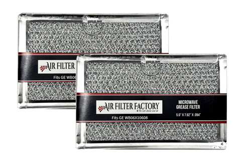 Air Filter Factory WB06X10608 grease filter 2-pack fits microwaves and traps cooking grease.