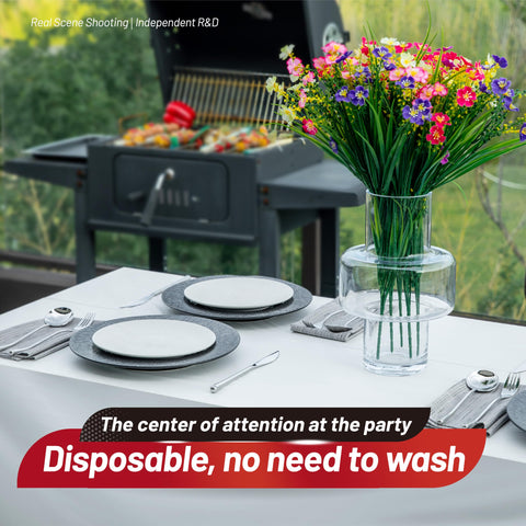 Airbin outdoor wedding tablecloth covering for sturdy, stylish tables.