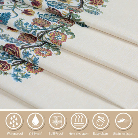 AIRCOWRIE 54x54 square embroidery tablecloth adds decorative flair to a cozy setup.