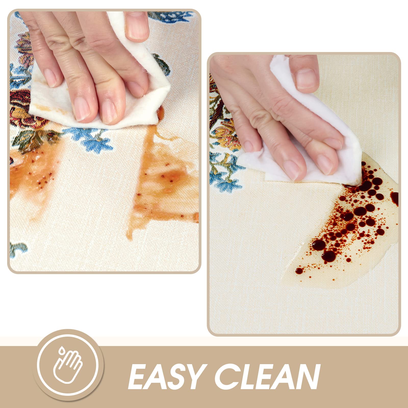AIRCOWRIE 54x108 rectangle embroidery tablecloth on a dining table for stylish protection.