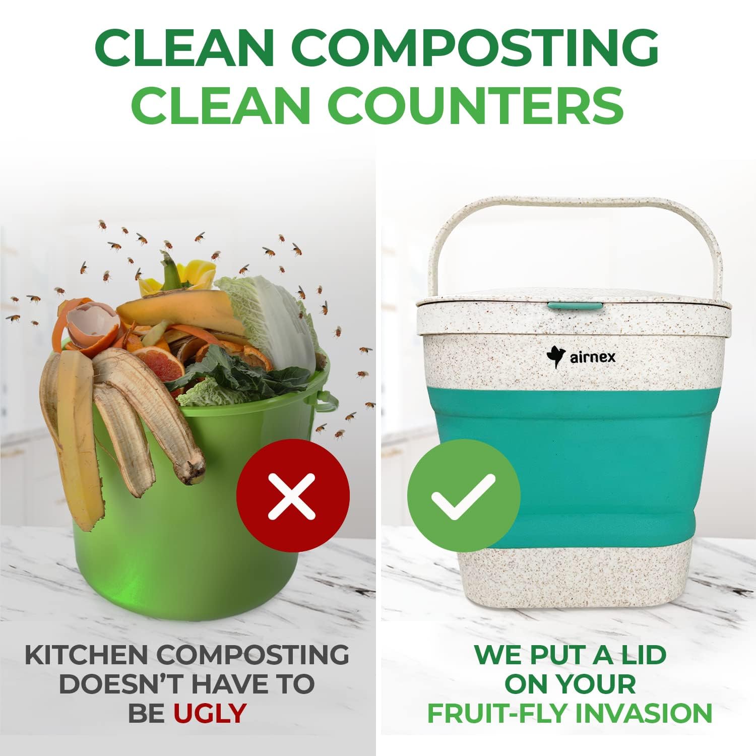AirNex biodegradable compost bags pack for easy waste disposal.