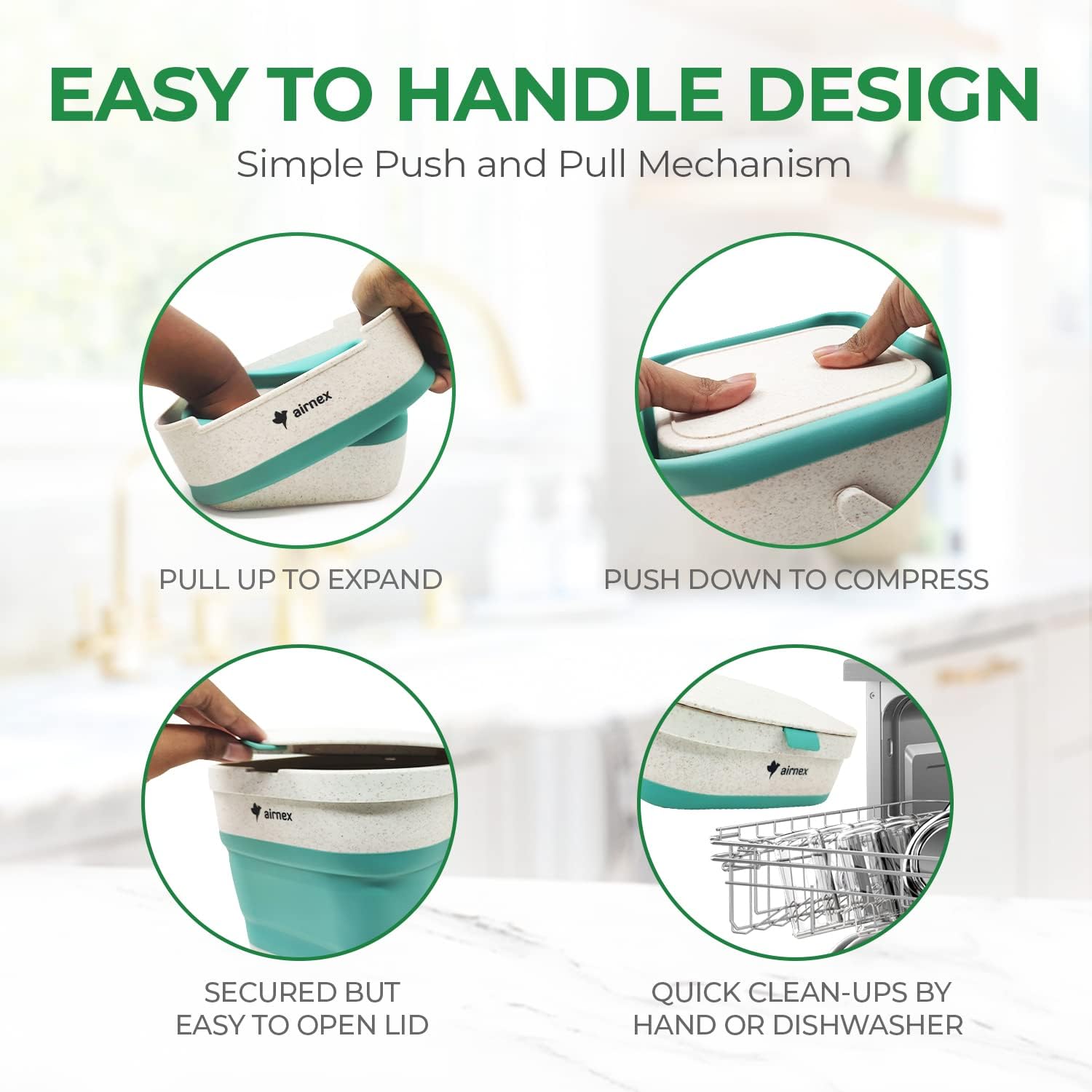 AirNex compact packaging with beginner's guide supports simple composting.