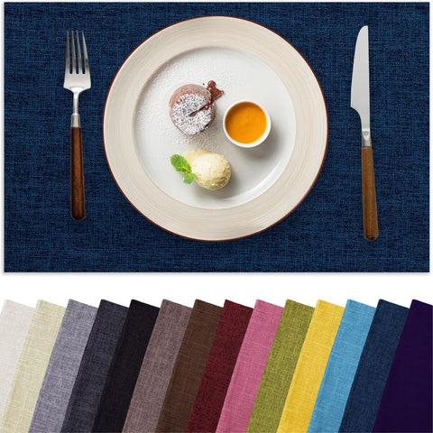 Aironment placemats 6-pack navy blue set on table for everyday dining; protects surfaces.