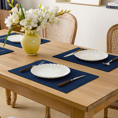 Aironment placemats linen-like fabric adds elegant texture and durable performance.