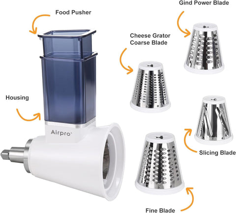 Airpro cheese grater attachment adds efficiency for topping salads and meals