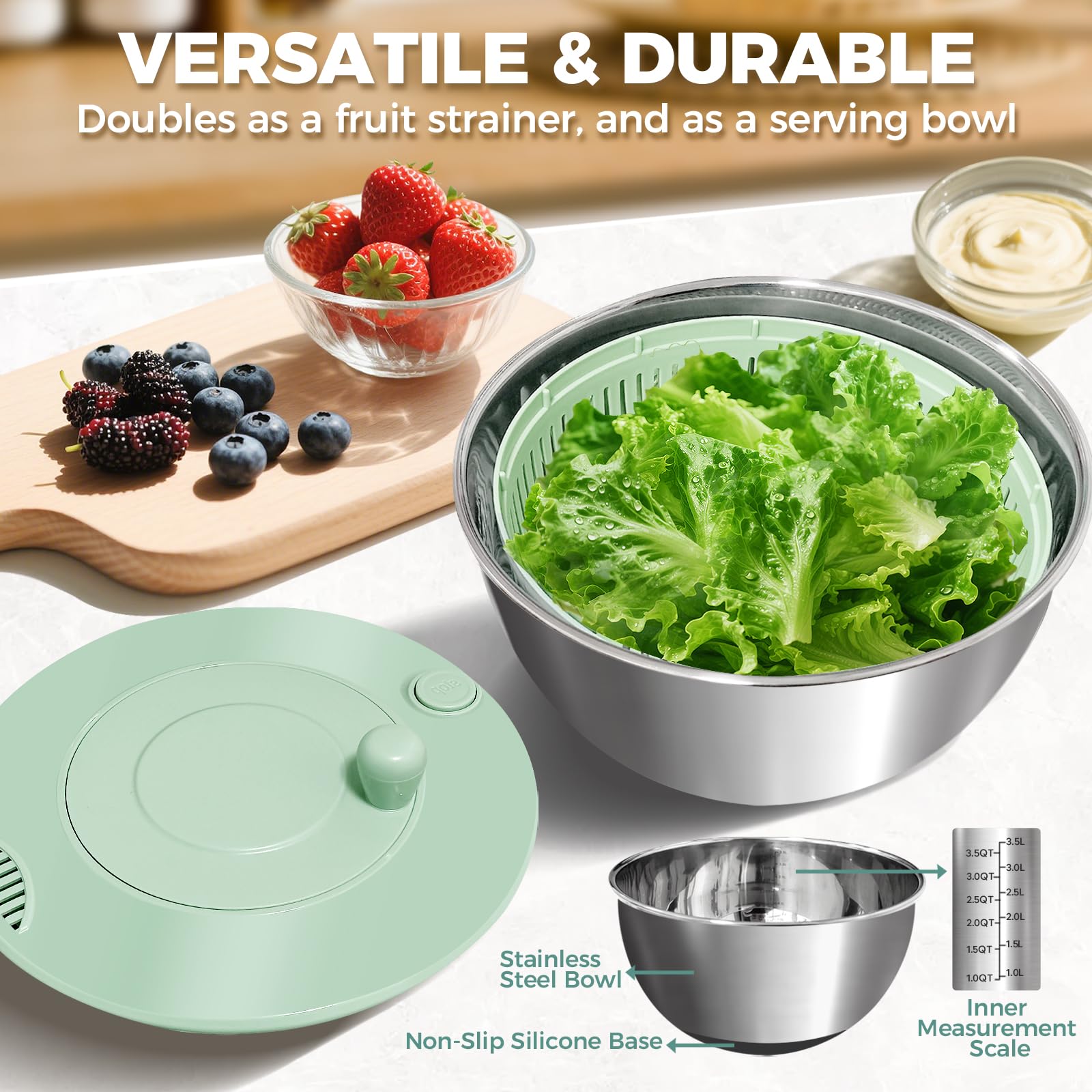 Airpro non-slip base keeps bowl steady during spinning