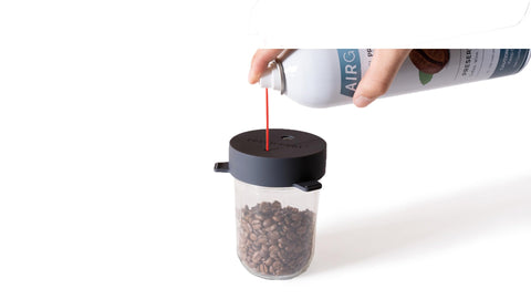AirScape Fresh-Port coffee storage setup ready for argon protection.