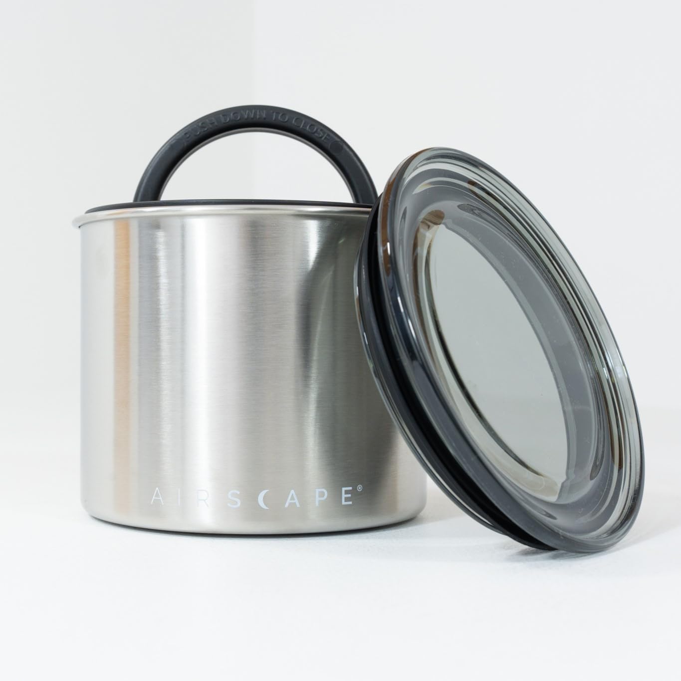 AirScape stainless steel canister blocks UV rays to protect coffee beans.