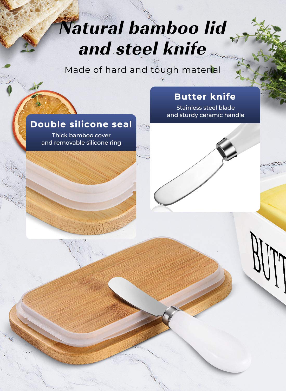 AISBUGUR butter dish holds two sticks for everyday use