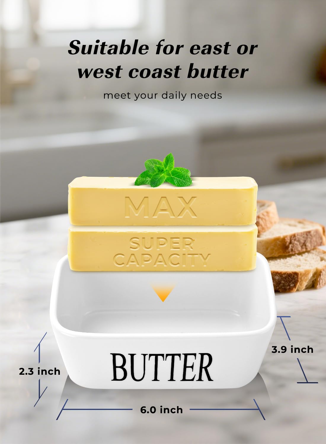 AISBUGUR butter dish seal close-up shows airtight gasket