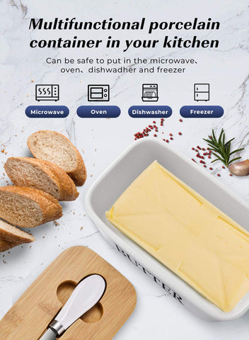 AISBUGUR white ceramic butter dish adds clean, modern kitchen style