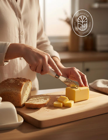 AISBUGUR neat kitchen knife set enhances table presentation.