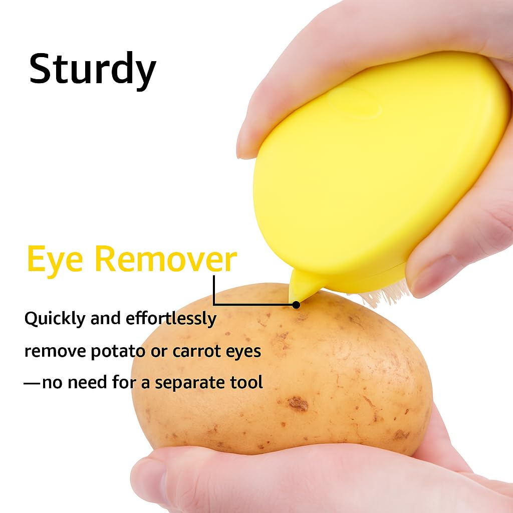 AISHUJIE Veggie Brush ergonomic handle provides secure grip when hands are wet.