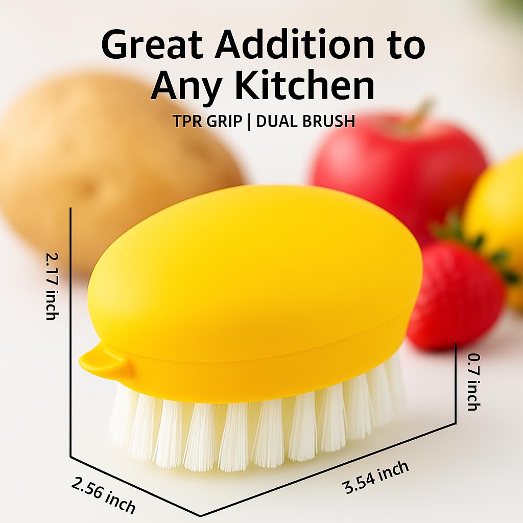 AISHUJIE Veggie Brush multi-use tool for roots, greens, and fruits.