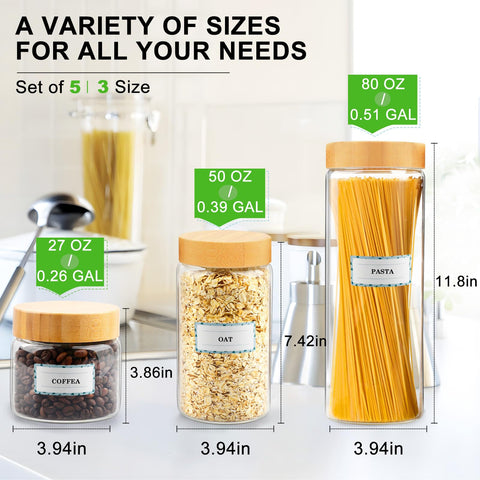 AISIPRIN 50 oz jar side view, ideal for bulk pasta storage.