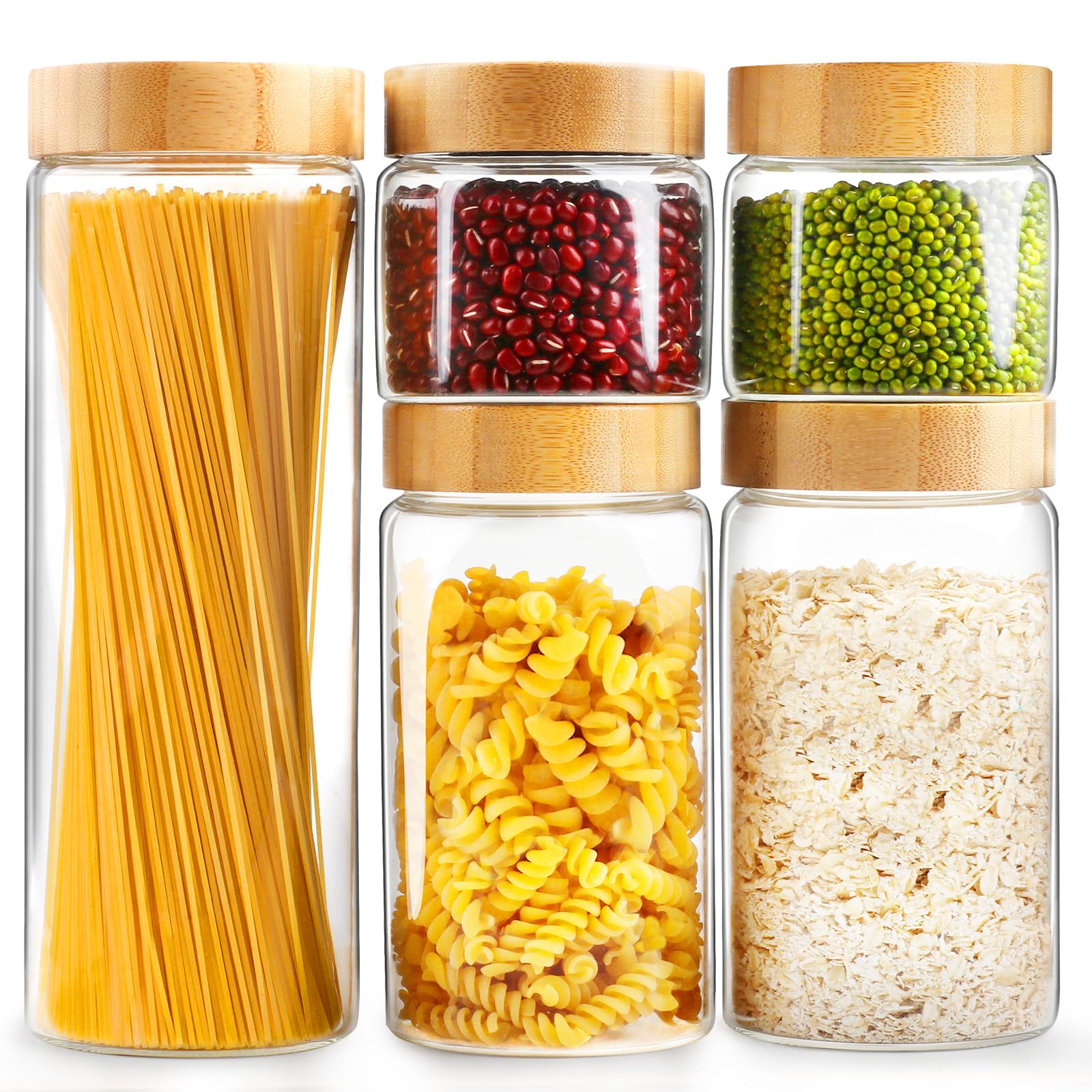 AISIPRIN 80 oz airtight glass jar shown from the front for pantry storage.