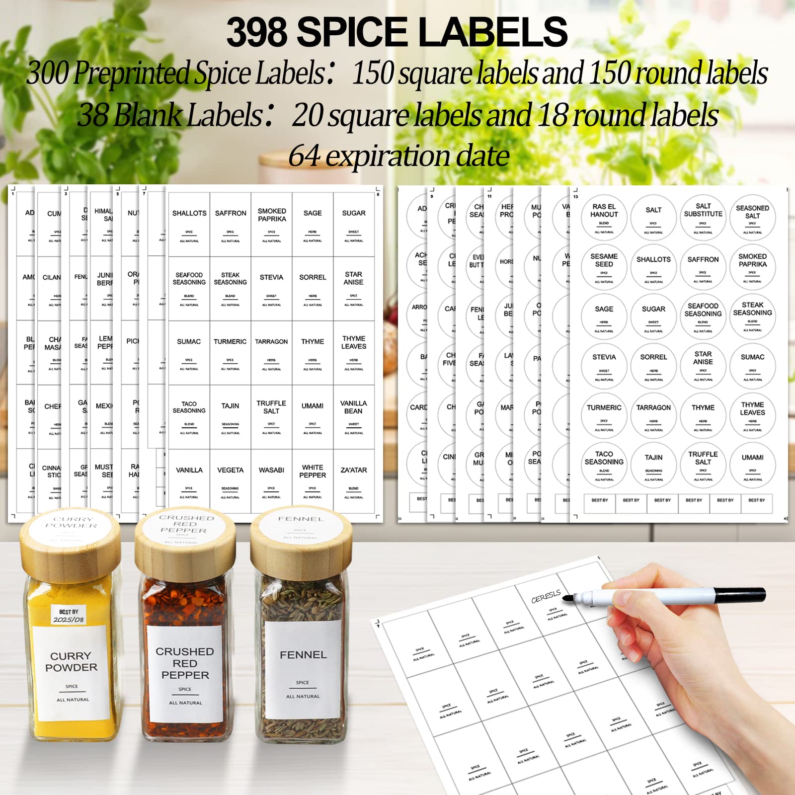 AISIPRIN bamboo lids provide airtight seal on spice jars