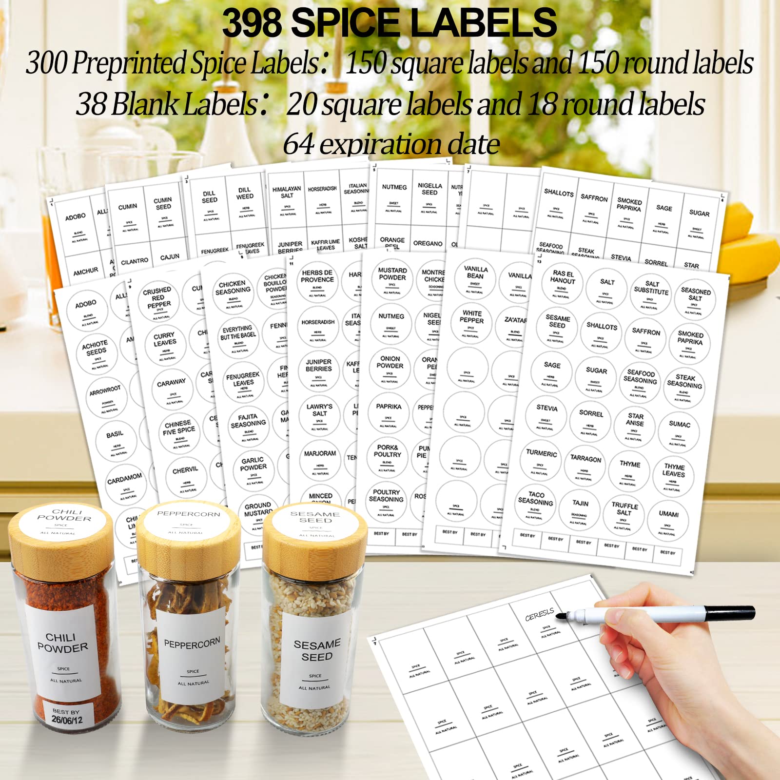 AISIPRIN waterproof labels pack for durable spice labeling