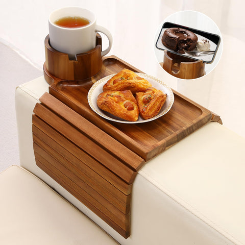 AISONGDONG couch cup holder tray en el wood grain showcasing natural beauty and versatility.